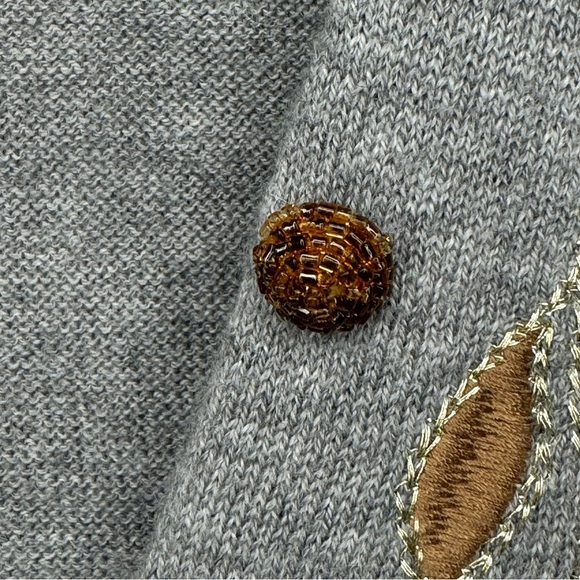 SUNDANCE Afterlight Gray Cardigan Merino Wool Cotton Embellished Embroidered SM - Picture 7 of 16
